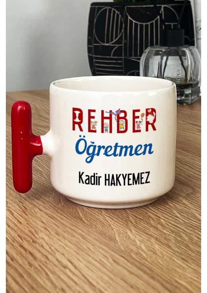 Kişiye Özel Rehber Öğretmen Kupa Bardak T Kulplu Kırmızı Öğretmenler Günü Hediyesi