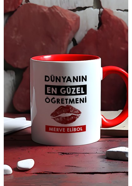 Kişiye Özel Dünyanın En Güzel Öğretmeni Kupa Bardak Kırmızı Öğretmenler Günü Hediyesi indirimleri
