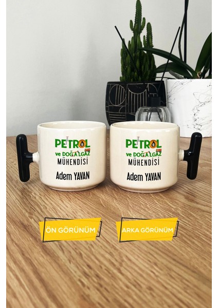 Kişiye Özel Petrol Mühendisi Kupa Bardak T Kulplu Siyah Mühendisler Günü Hediyesi
