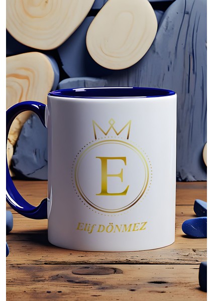 Kişiye Özel Baş Harf ve Isim Yazılı Isme Özel Kupa Bardak Lacivert Yeni Iş Hediyesi