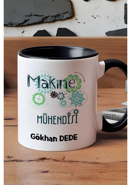 Kişiye Özel Makine Mühendisi Kupa Bardak Siyah Mühendisler Günü Hediyesi
