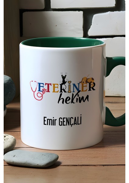 Kişiye Özel Veteriner Hekim Kupa Bardak Yeşil Isme Özel Tıp Bayramı Hediyeleri