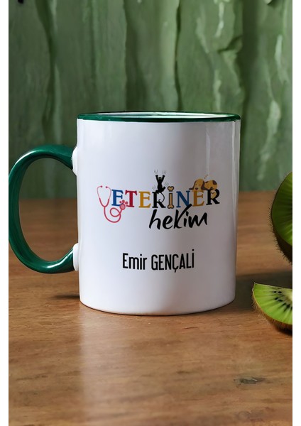 Kişiye Özel Veteriner Hekim Kupa Bardak Yeşil Isme Özel Tıp Bayramı Hediyeleri