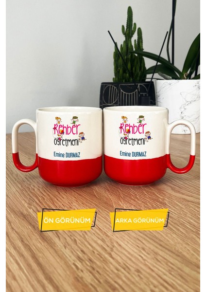 Kişiye Özel Rehber Öğretmeni Pro Kupa Bardak Kırmızı Isme Özel Öğretmenler Günü Hediyeleri modelleri