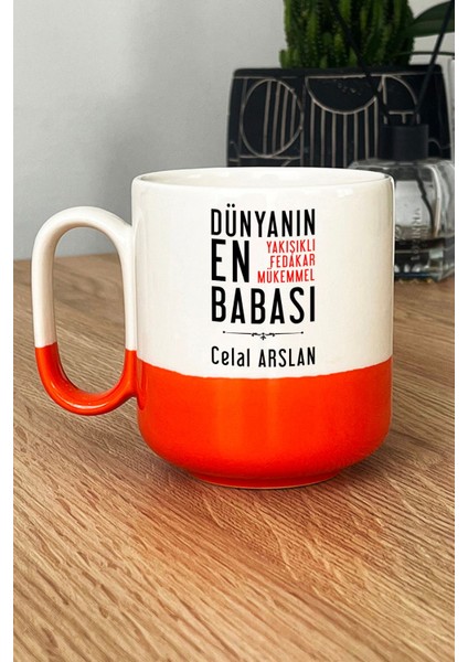 Kişiye Özel Babaya Hediye Pro Kupa Bardak Turuncu Babalara Doğum Günü Hediyesi