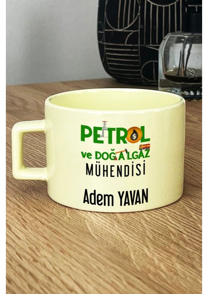 Kişiye Özel Petrol Mühendisi Pastel Fincan Sarı Mühendisler Günü Hediyesi