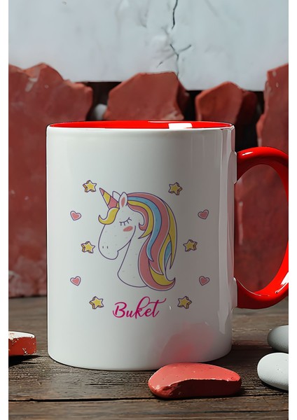Kişiye Özel Unicorn Kupa Bardak Kırmızı Kız Çocuğa Doğum Günü Hediyesi fiyatları