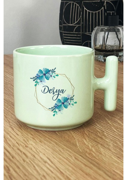 Kişiye Özel Isme Özel Isim Yazılı Pastel T Kulplu Kupa Bardak Yeşil Arkadaşa Doğum Günü Hediyesi fiyatları