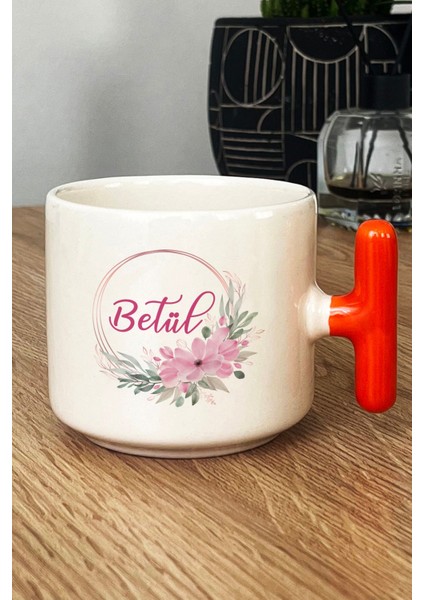 Kişiye Özel Doğum Günü Hediyesi Kupa Bardak T Kulplu Turuncu Isim Yazılı fiyatları