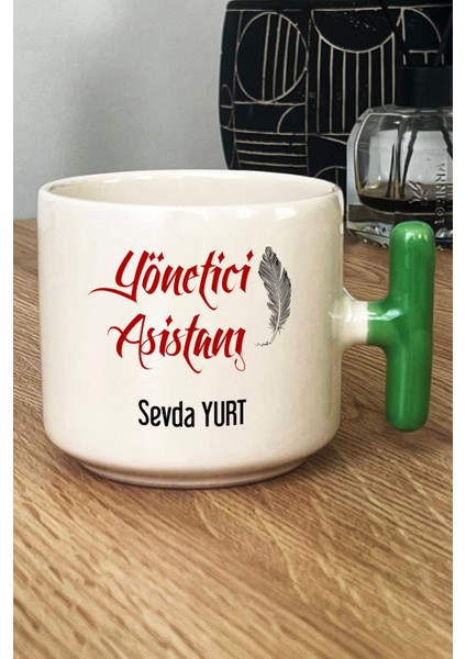 Kişiye Özel Yönetici Asistanı Kupa Bardak T Kulplu Yeşil