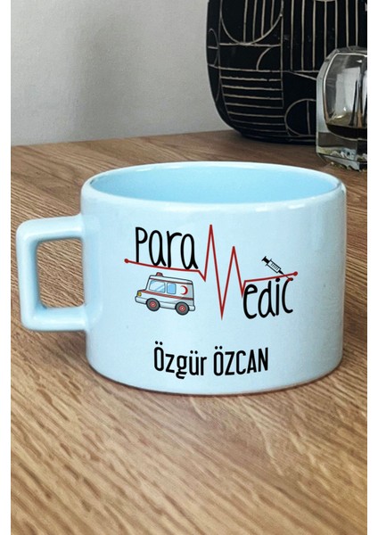 Kişiye Özel Paramedik Pastel Fincan Mavi Isme Özel Tıp Bayramı Hediyeleri