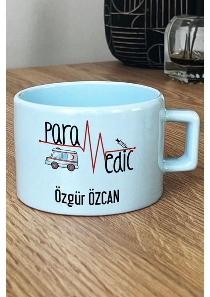 Kişiye Özel Paramedik Pastel Fincan Mavi Isme Özel Tıp Bayramı Hediyeleri