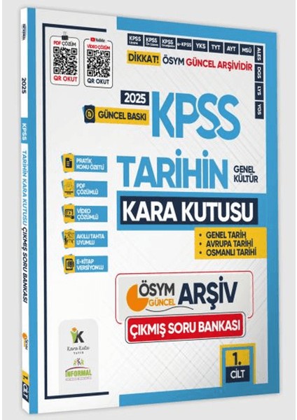 2025 Kpss Tarihin Kara Kutusu 1.cilt Pdf ve Video Çözümlü Konu Özetli Ösym Çıkmış Soru Havuzu Bankası