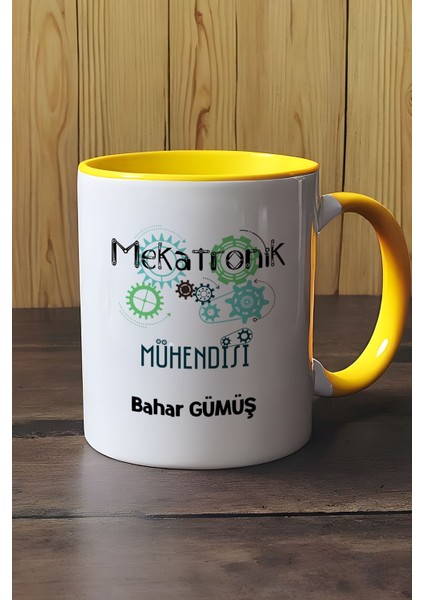 Kişiye Özel Mekatronik Mühendisi Kupa Bardak Sarı Mühendisler Günü Hediyesi modelleri