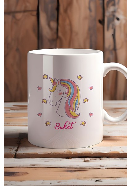 Kişiye Özel Unicorn Kupa Bardak Beyaz Kız Çocuğa Doğum Günü Hediyesi