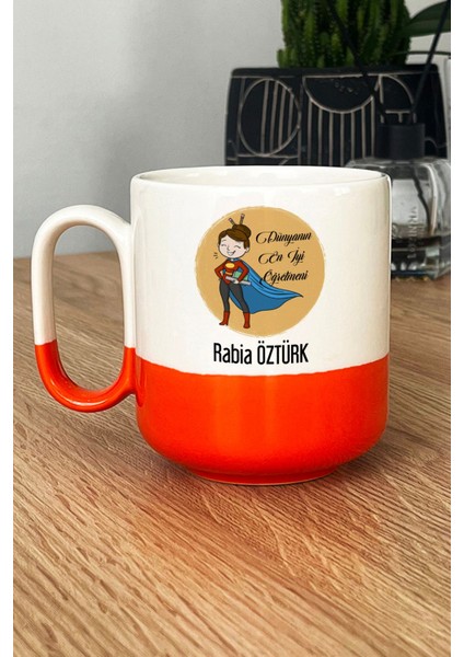 Kişiye Özel Kadın Öğretmenler Günü Hediyesi Pro Kupa Bardak Turuncu