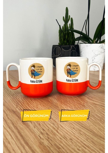 Kişiye Özel Kadın Öğretmenler Günü Hediyesi Pro Kupa Bardak Turuncu modelleri