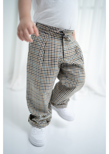 Unisex Çocuk Oversize Ekose Pantolon fiyatları