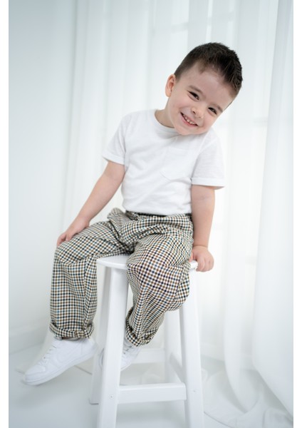 Unisex Çocuk Oversize Ekose Pantolon modelleri