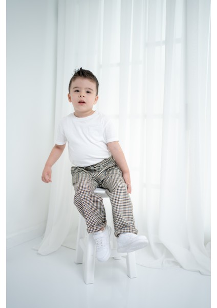 Unisex Çocuk Oversize Ekose Pantolon indirimleri