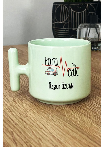 Kişiye Özel Paramedik Pastel T Kulplu Kupa Bardak Yeşil Isme Özel Tıp Bayramı Hediyeleri