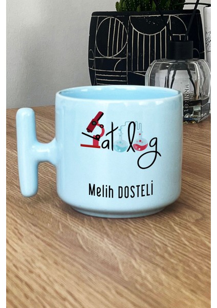 Kişiye Özel Patolog Pastel T Kulplu Kupa Bardak Mavi Isme Özel Tıp Bayramı Hediyeleri