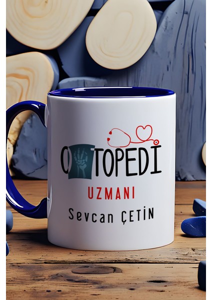 Kişiye Özel Ortopedi Uzmanı Kupa Bardak Lacivert Isme Özel Tıp Bayramı Hediyeleri