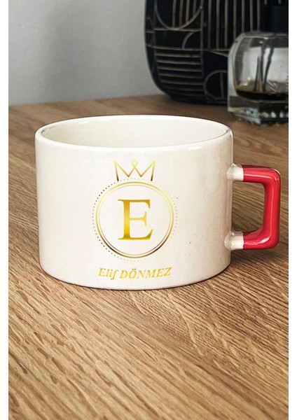 Kişiye Özel Baş Harf ve Isim Yazılı Isme Özel Lüks Fincan Turuncu Yeni Iş Hediyesi fiyatları