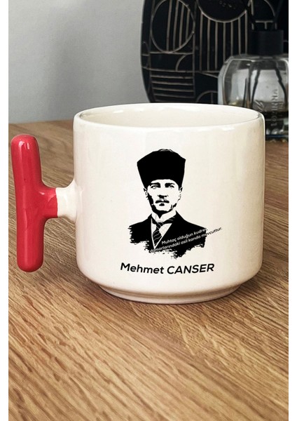 Kişiye Özel Atatürk Asil Kan Kupa Bardak T Kulplu Pembe Öğretmenler Günü Hediyesi