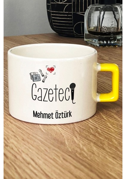 Kişiye Özel Gazeteci Lüks Fincan Sarı Gazeteciler Günü Hediyesi fiyatları
