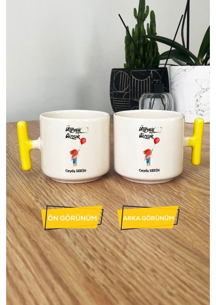 Kişiye Özel Ütopyalar Güzeldir Kupa Bardak T Kulplu Sarı Arkadaşa Hediye modelleri