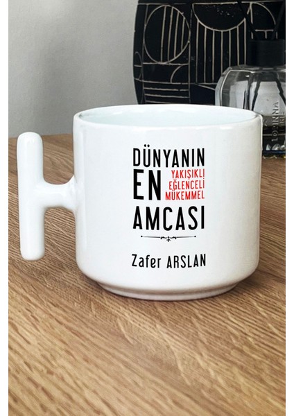 Kişiye Özel Amca Kupa Bardak T Kulplu Beyaz Amcaya Babalar Günü Hediyesi