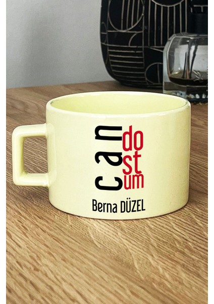 Kişiye Özel Canım Kankam Pastel Fincan Sarı Arkadaşa Hediye