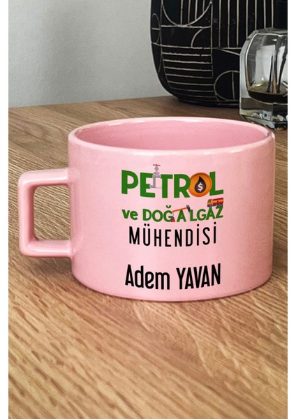 Kişiye Özel Petrol Mühendisi Pastel Fincan Pembe Mühendisler Günü Hediyesi