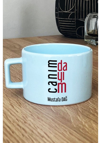 Kişiye Özel Canım Dayım Pastel Fincan Mavi Dayıya Doğum Günü Hediyesi