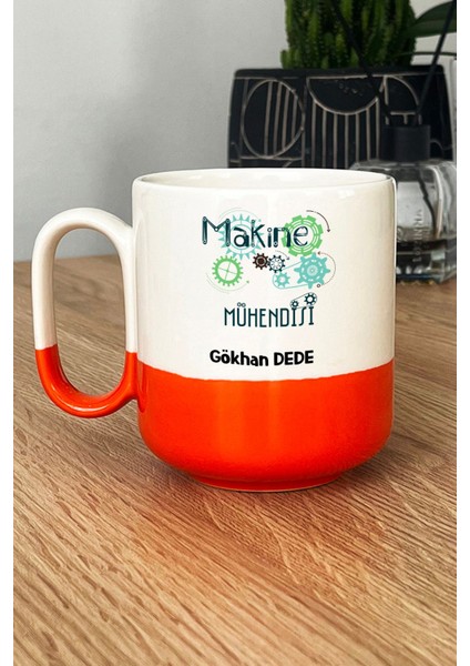 Kişiye Özel Makine Mühendisi Pro Kupa Bardak Turuncu Mühendisler Günü Hediyesi