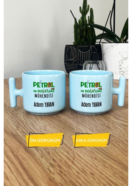 Kişiye Özel Petrol Mühendisi Pastel T Kulplu Kupa Bardak Mavi Mühendisler Günü Hediyesi
