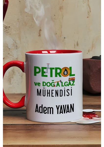 Kişiye Özel Petrol Mühendisi Kupa Bardak Kırmızı Mühendisler Günü Hediyesi