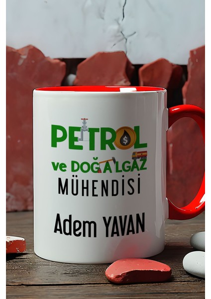 Kişiye Özel Petrol Mühendisi Kupa Bardak Kırmızı Mühendisler Günü Hediyesi fiyatları