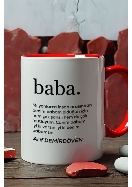 Kişiye Özel Baba Kupa Bardak Kırmızı Babaya Doğum Günü Babalar Günü Hediyesi fiyatları