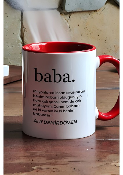 Kişiye Özel Baba Kupa Bardak Kırmızı Babaya Doğum Günü Babalar Günü Hediyesi modelleri