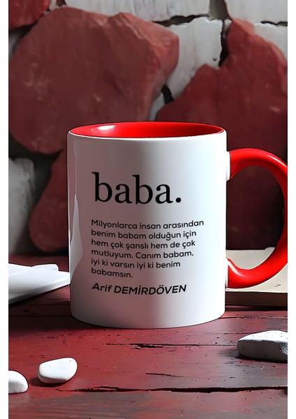 Kişiye Özel Baba Kupa Bardak Kırmızı Babaya Doğum Günü Babalar Günü Hediyesi indirimleri