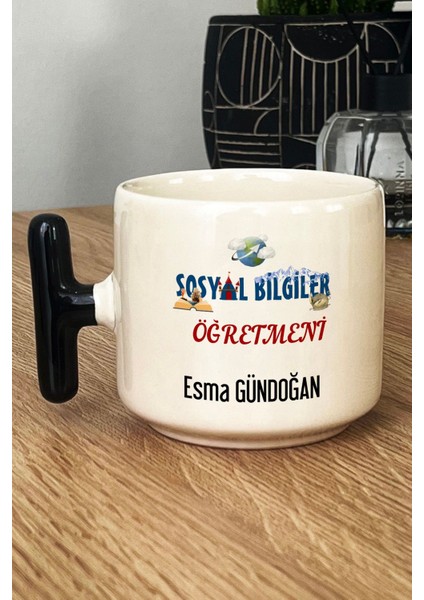 Kişiye Özel Sosyal Bilgiler Öğretmeni -2- Kupa Bardak T Kulplu Siyah