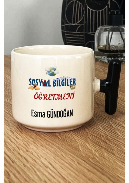 Kişiye Özel Sosyal Bilgiler Öğretmeni -2- Kupa Bardak T Kulplu Siyah