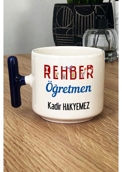 Kişiye Özel Rehber Öğretmen Kupa Bardak T Kulplu Lacivert Öğretmenler Günü Hediyesi