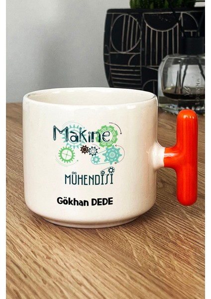 Kişiye Özel Makine Mühendisi Kupa Bardak T Kulplu Turuncu Mühendisler Günü Hediyesi fiyatları
