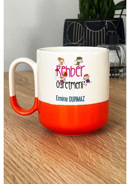 Kişiye Özel Rehber Öğretmeni Pro Kupa Bardak Turuncu Isme Özel Öğretmenler Günü Hediyeleri