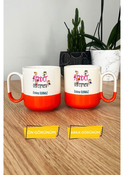 Kişiye Özel Rehber Öğretmeni Pro Kupa Bardak Turuncu Isme Özel Öğretmenler Günü Hediyeleri modelleri