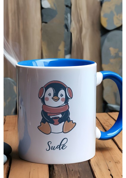 Kişiye Özel Tatlı Penguen Kupa Bardak Mavi Arkadaşa Doğum Günü Hediyesi fiyatları