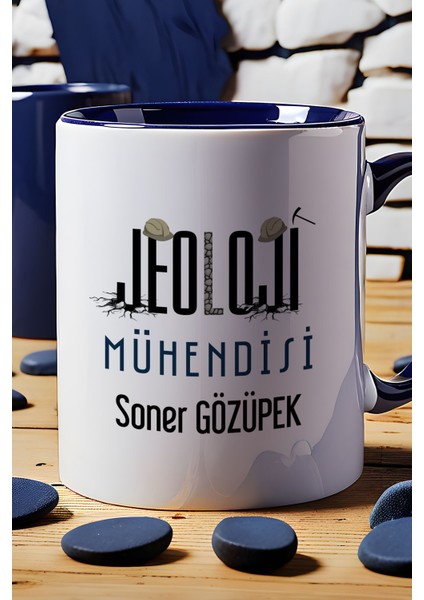 Kişiye Özel Jeoloji Mühendisi Kupa Bardak Lacivert Mühendisler Günü Hediyesi